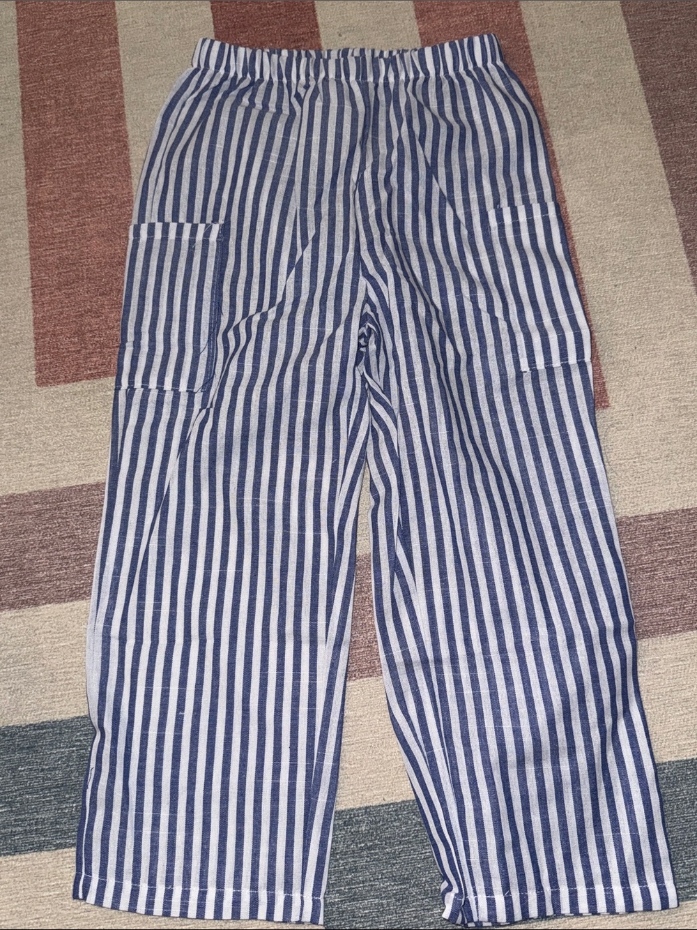 SHEIN Navy and White Vertical Stripe Jogger Pants